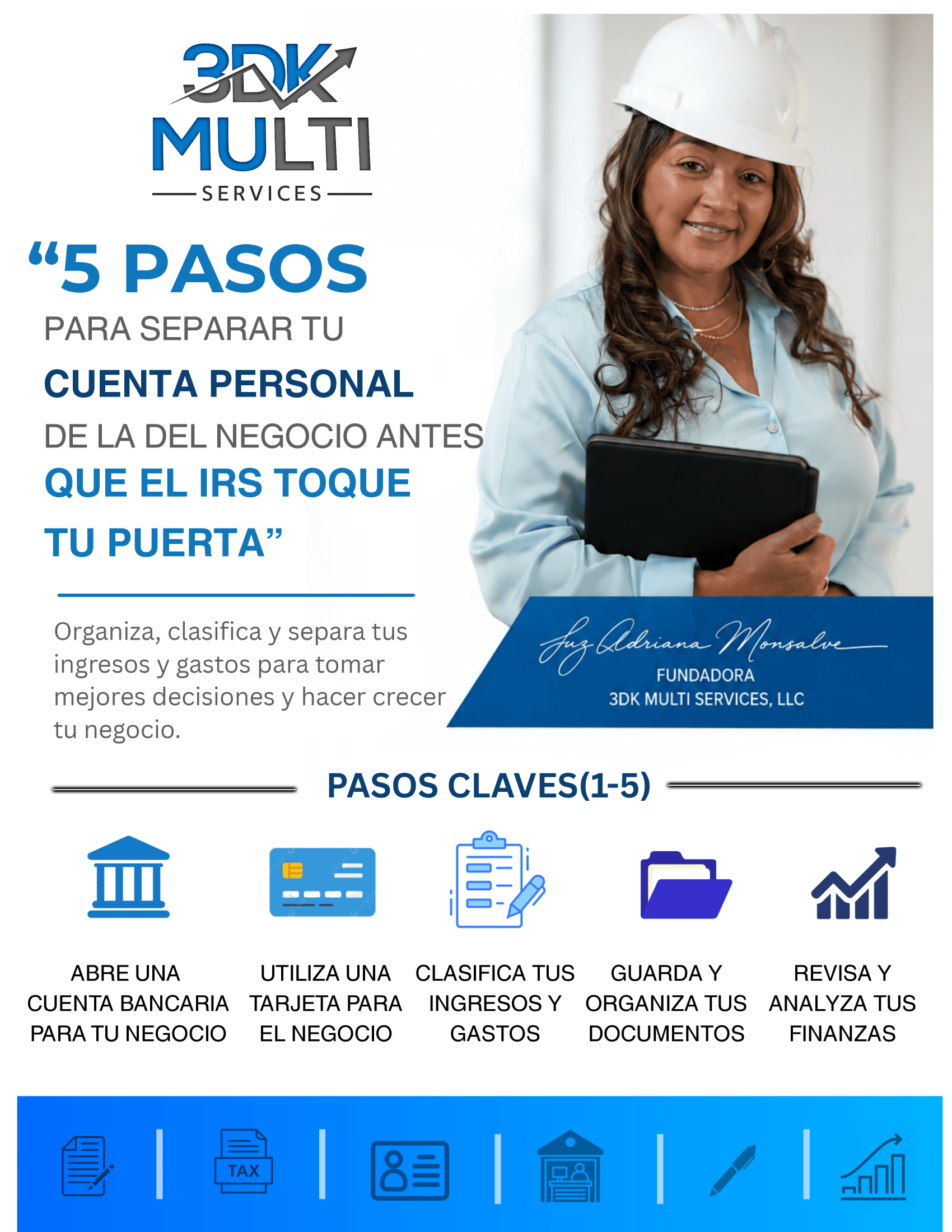 Portada de la guía: 5 Pasos para Separar tu Cuenta Personal de la del Negocio Antes Que el IRS Toque tu Puerta